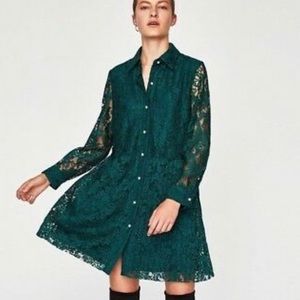 Zara Emerald Green Lace Dress
